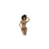 Ensemble 3 pièces noir et chair Kyra, avec dentelle brodée, soutien gorge à armatures, porte jarretelle et culotte 